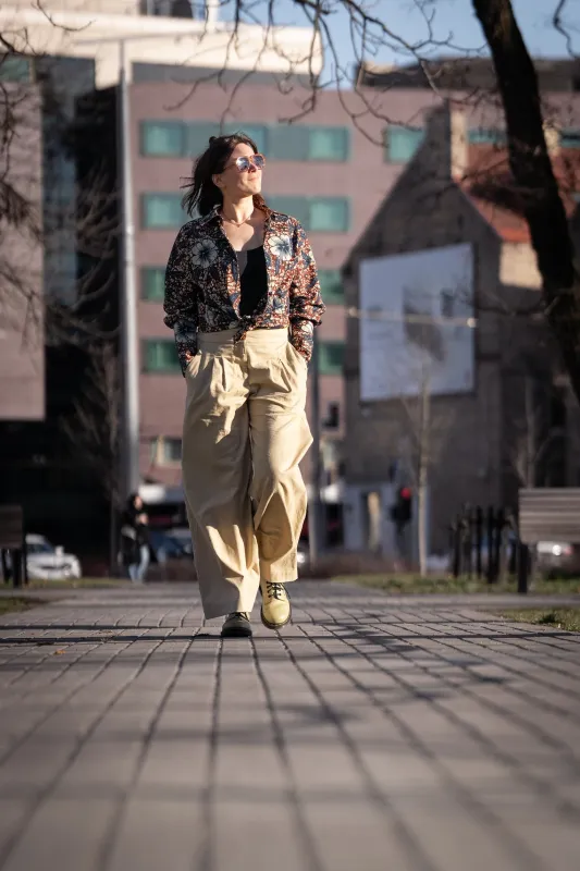 Sand Brown Linen Wide-Leg Pants sold by Folklore Shop