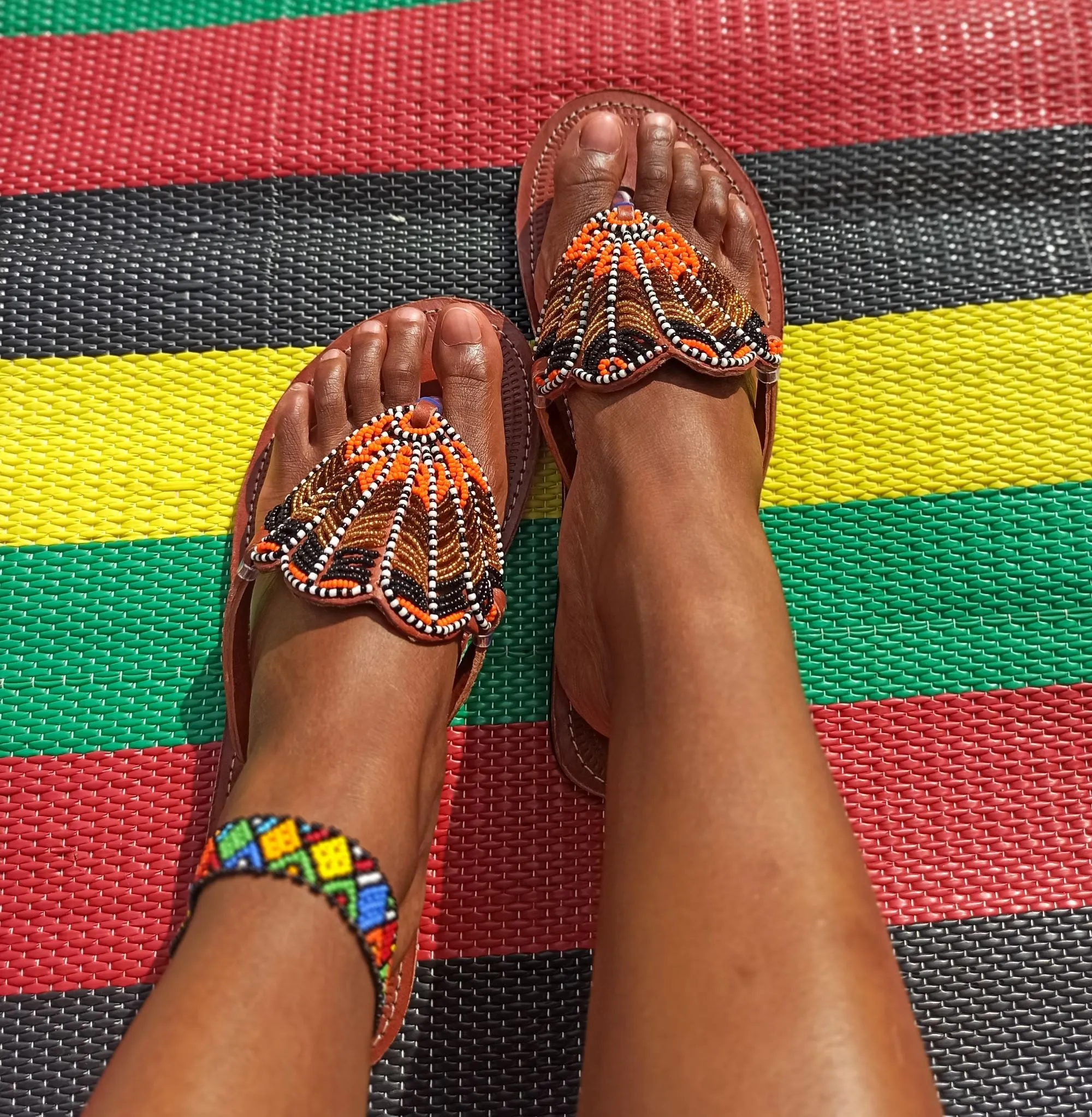 Beaded Leather Sandals sold by Folklore Shop