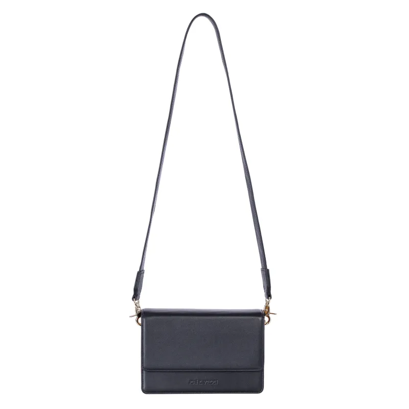 Black Leather Structured Crossbody Bag sold by Folklore Shop