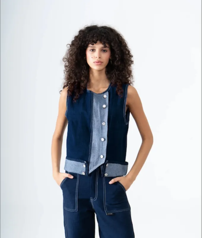 Asymmetric Denim Vest sold by Folklore Shop