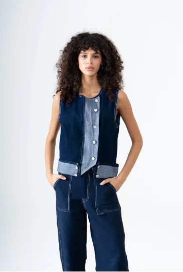 Asymmetric Denim Vest sold by Folklore Shop product image thumbnail 4