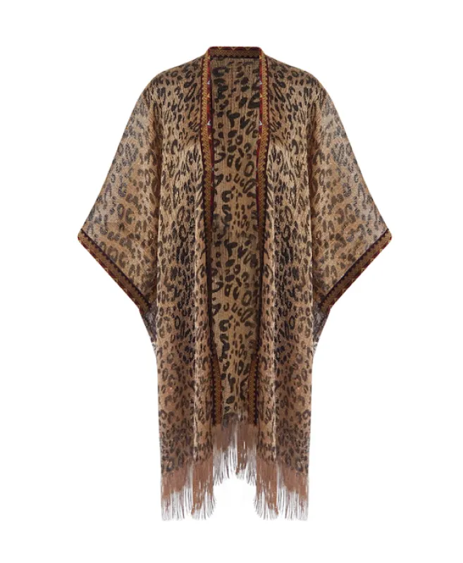 Leopard coverup with a trim sold by Folklore Shop
