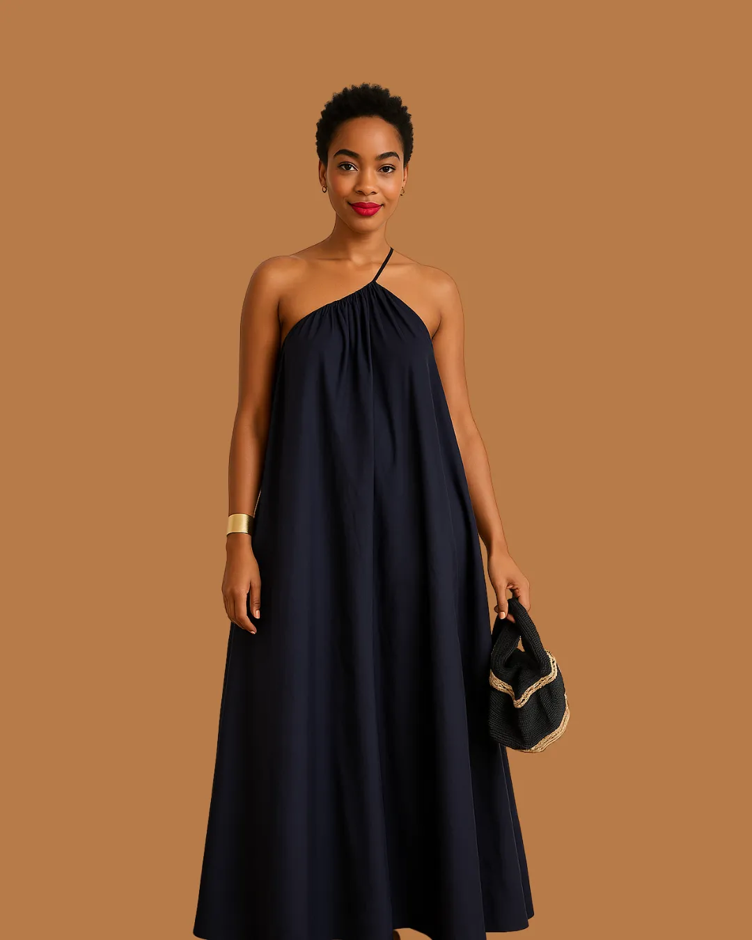 Solene One-Shoulder Gathered Linen Maxi Dress sold by Folklore Shop product image thumbnail 5