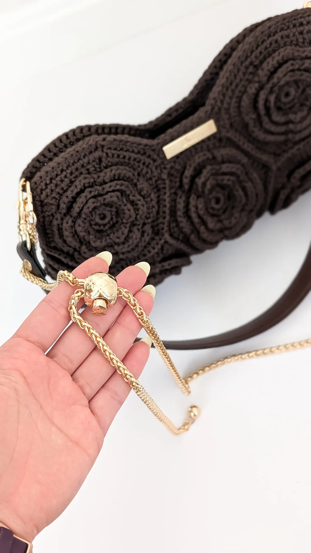 Aurora Crochet Tote Bag Luxurious Dark Chocolate Brown sold by Folklore Shop product image thumbnail 3