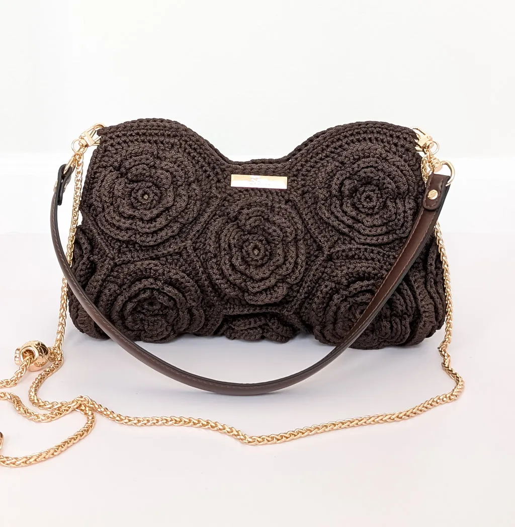Aurora Crochet Tote Bag Luxurious Dark Chocolate Brown sold by Folklore Shop