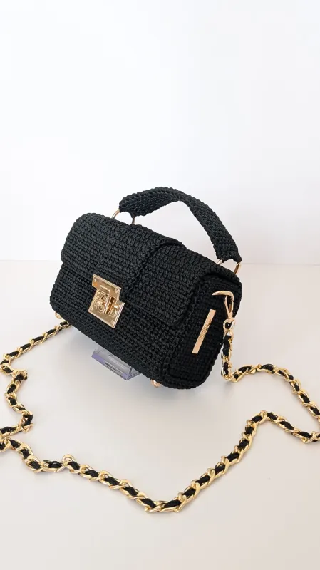 Elegant Black Handmade Crochet Crossbody Bag sold by Folklore Shop