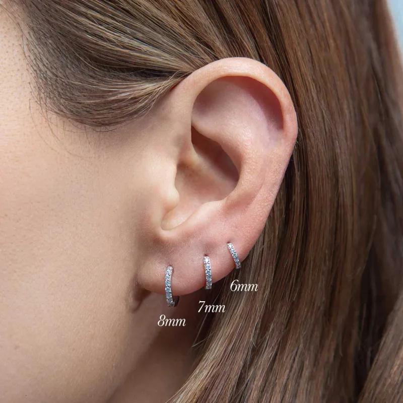 Gold Huggies Pave 6mm Hoop sold by Folklore Shop