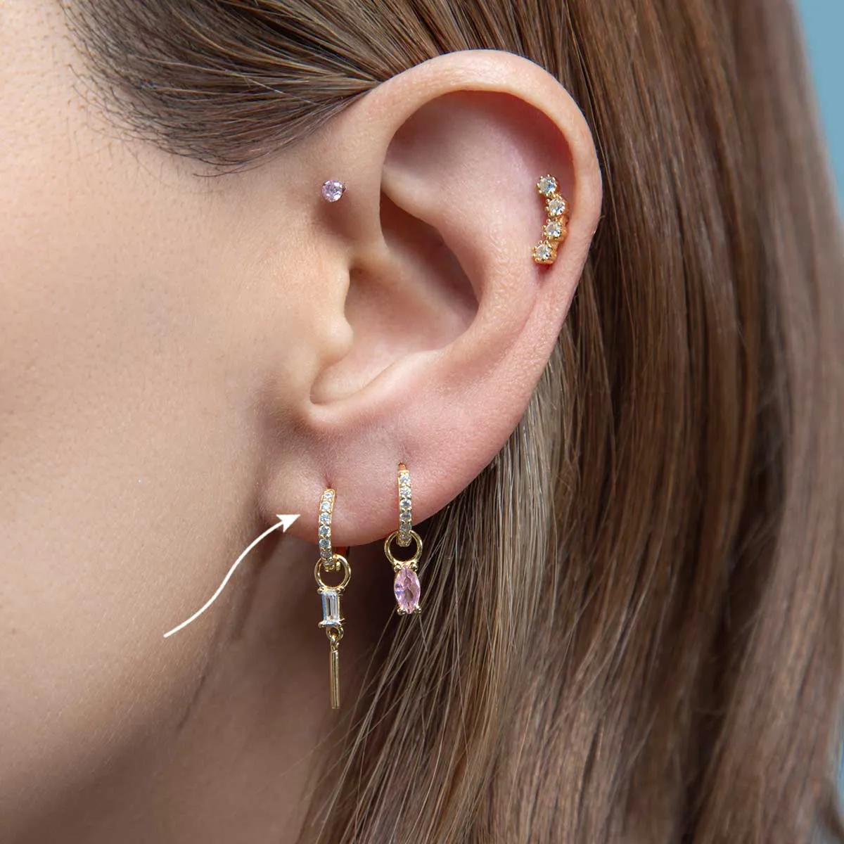 Huggie Pave 8mm Hoop Earring sold by Folklore Shop product image thumbnail 3