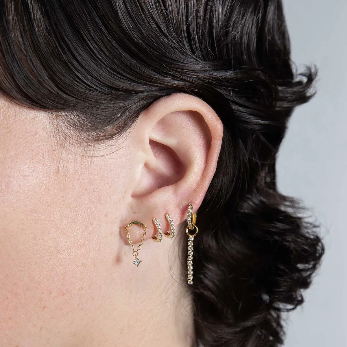 7mm Pave Huggie Hoop Earrings Dainty Gold Everyday Wear sold by Folklore Shop product image thumbnail 3