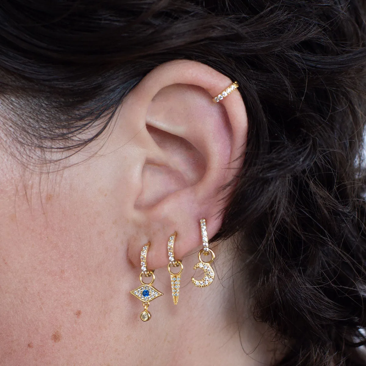 Moon Flatback Stud Earring in Gold or Silver sold by Folklore Shop product image thumbnail 2