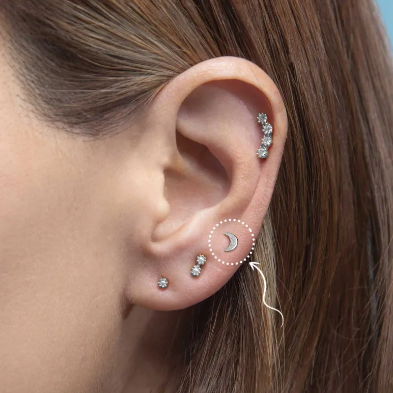 Moon Flatback Stud Earrings 925 Sterling Silver sold by Folklore Shop