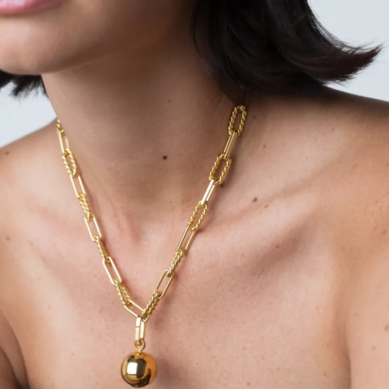 Gold Moon Chain Charm Necklace sold by Folklore Shop