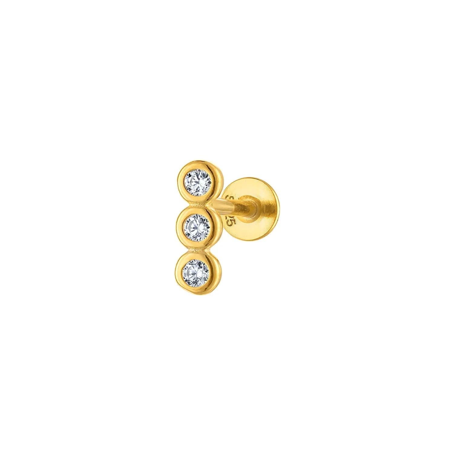 Triple Round Flatback Earring Stud Gold sold by Folklore Shop product image thumbnail 5