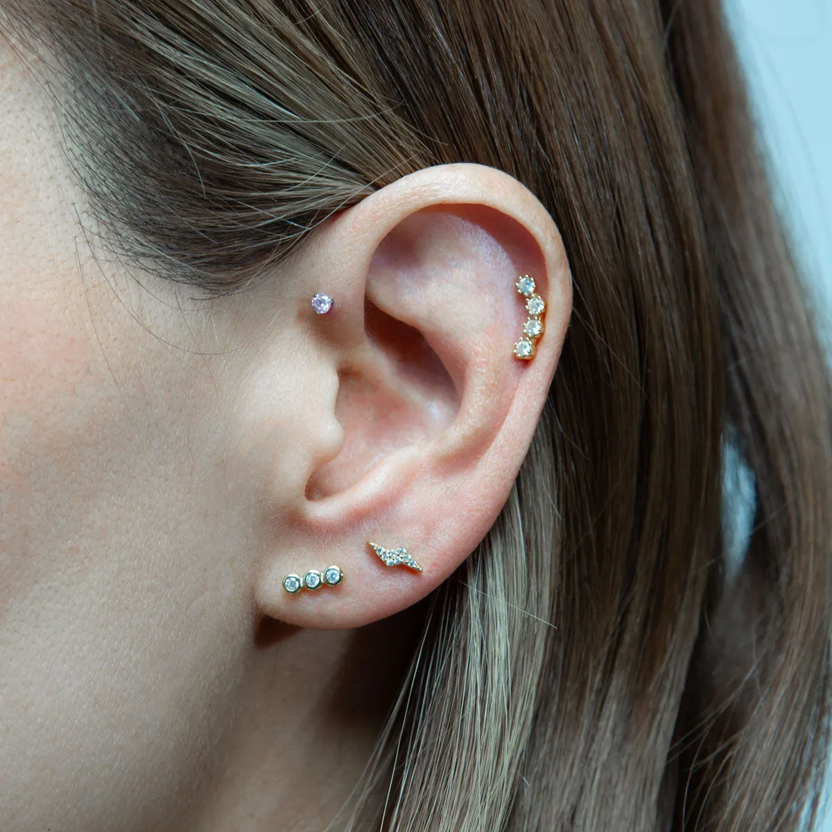 Triple Round Flatback Earring Stud Gold sold by Folklore Shop product image thumbnail 3