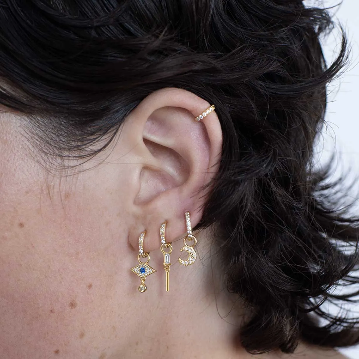 3 Set Gold Pave Huggies Earring sold by Folklore Shop product image thumbnail 3