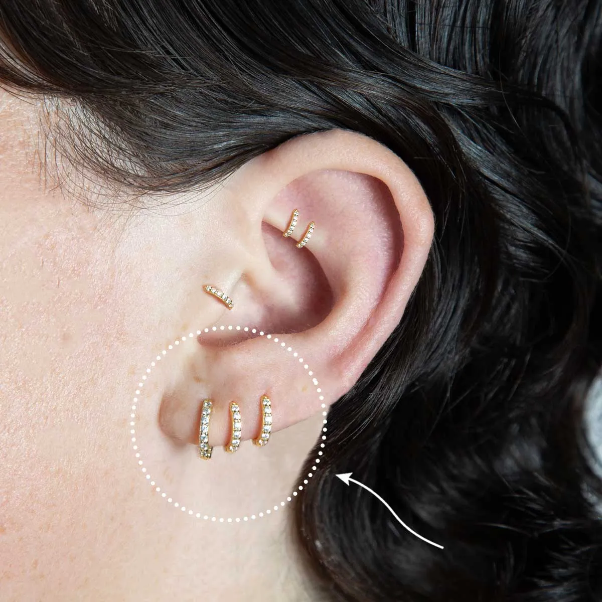 3 Set Gold Pave Huggies Earring sold by Folklore Shop product image thumbnail 2