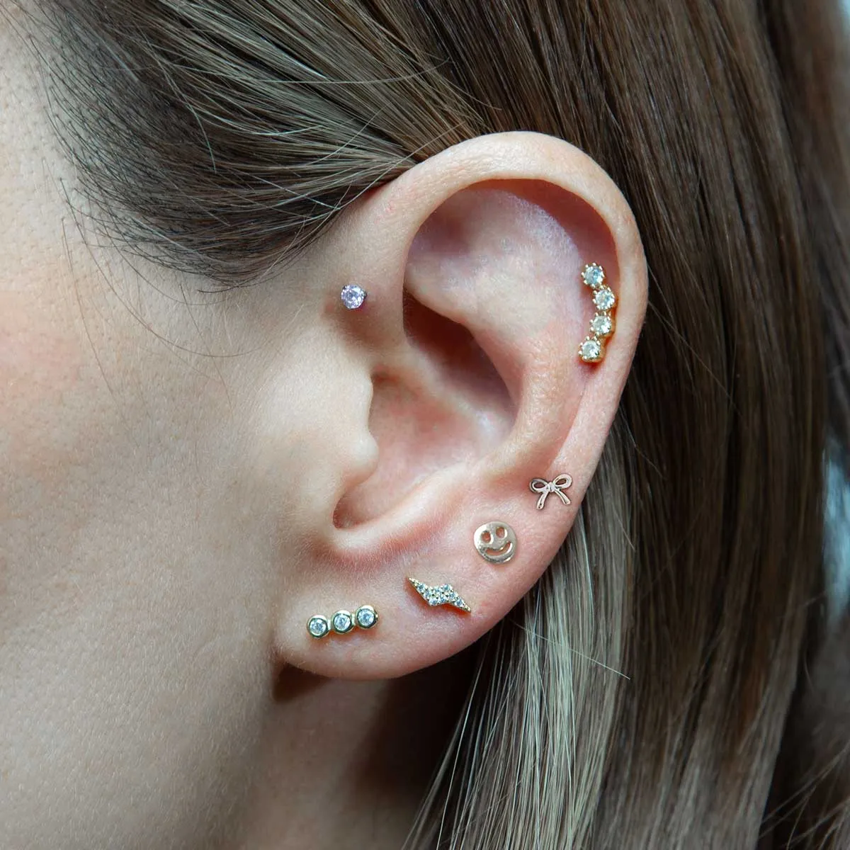 Triple Round Flatback Stud Sterling Silver Earring sold by Folklore Shop product image thumbnail 5