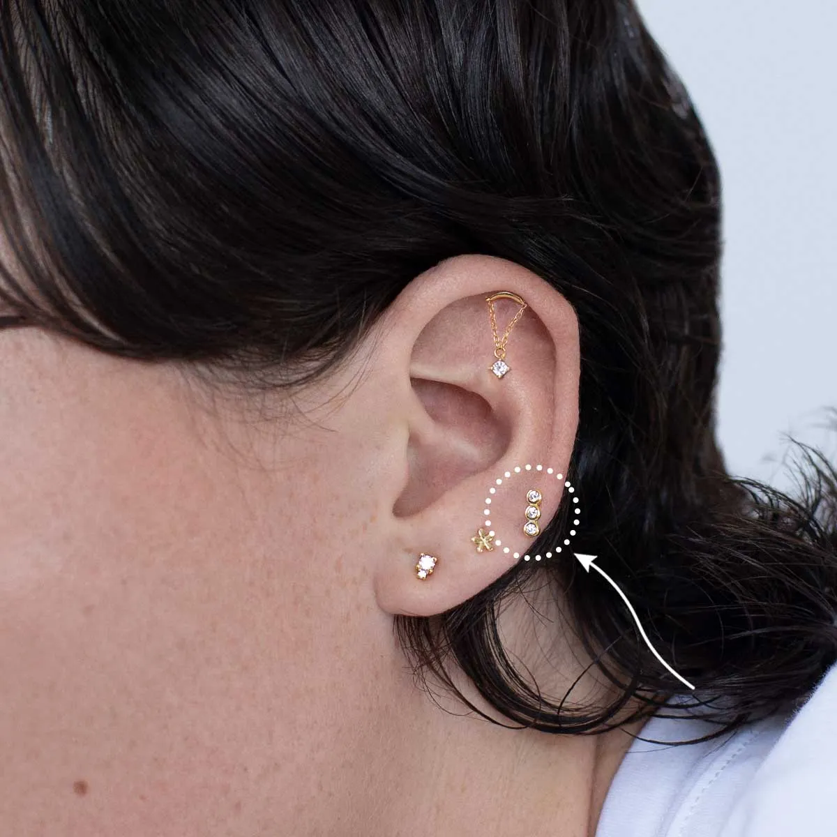 Triple Round Flatback Stud Sterling Silver Earring sold by Folklore Shop