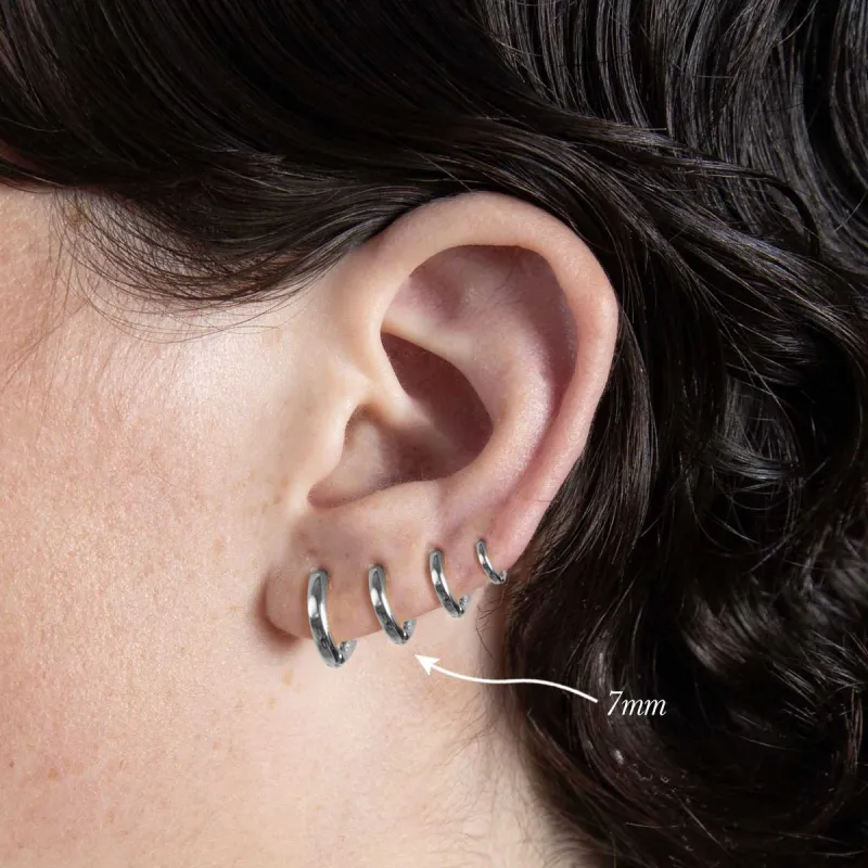 7mm Silver Huggie Earring Hoop Earrings sold by Folklore Shop