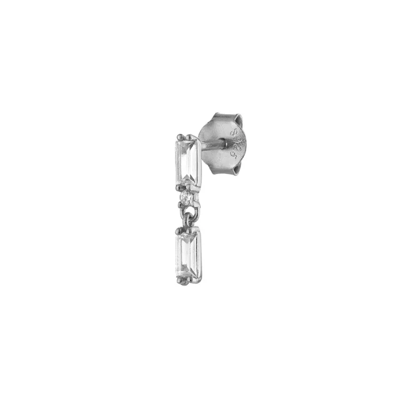 Double Baguette Pave Sterling Silver Earring Set sold by Folklore Shop