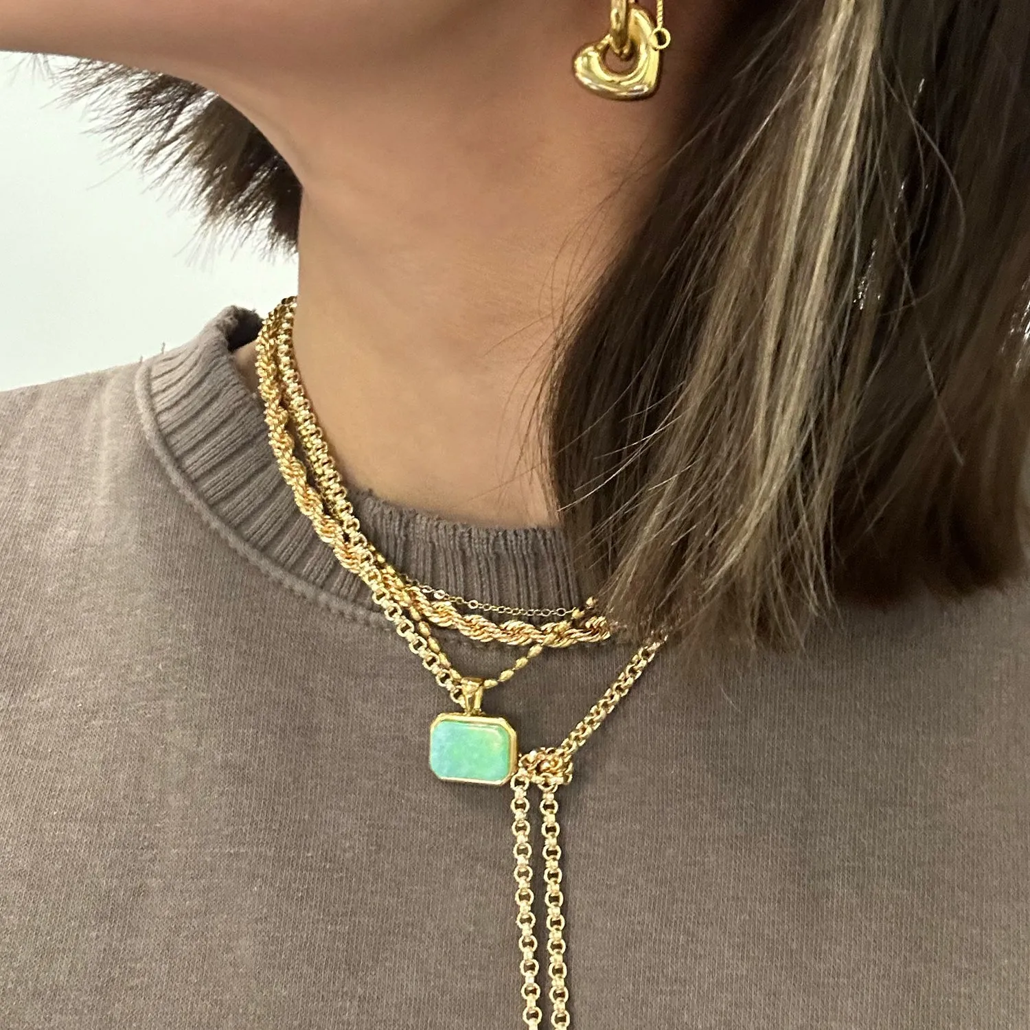 Amazonite Gemstone Charm Necklace Gold sold by Folklore Shop product image thumbnail 3