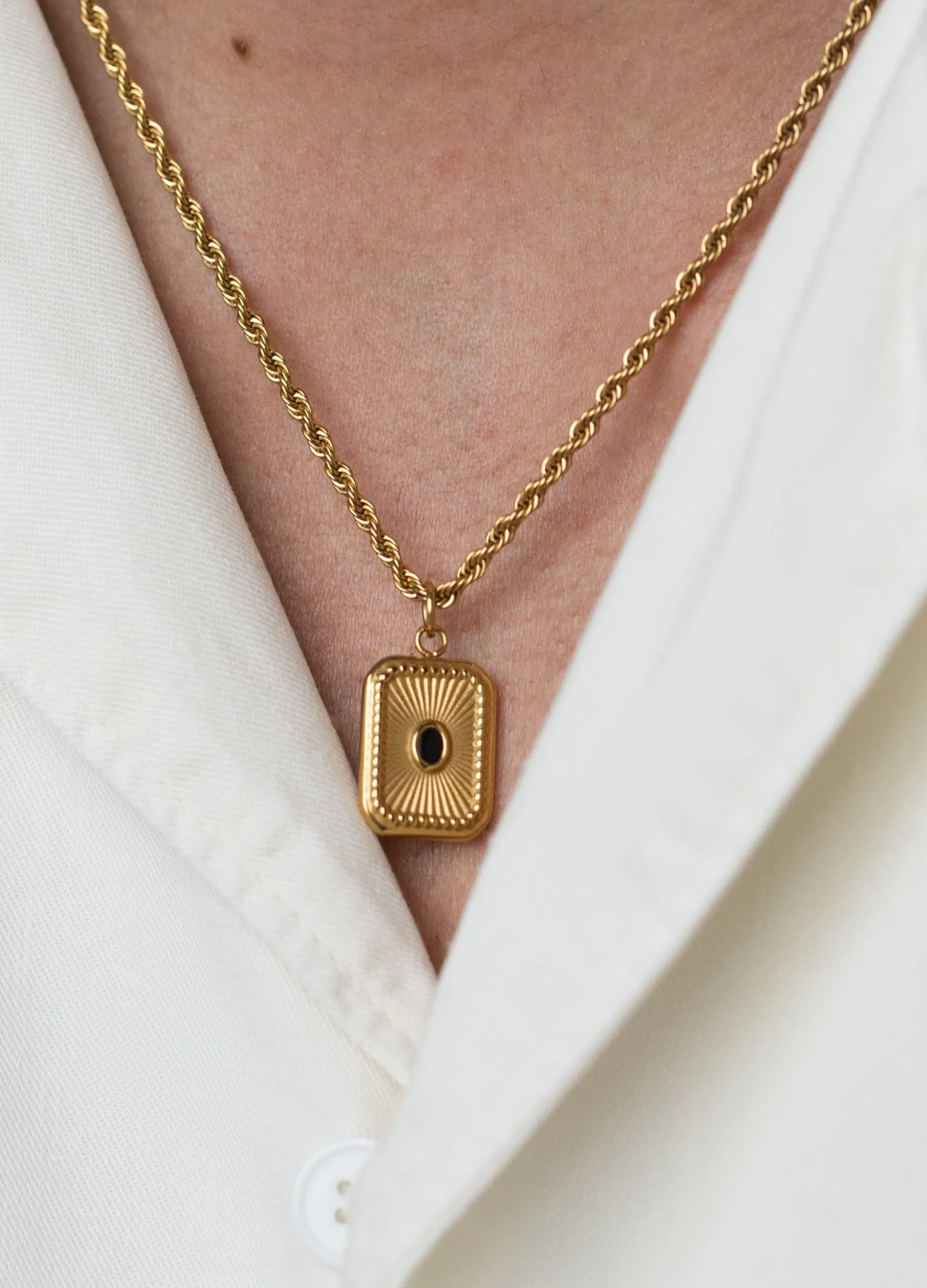 Skylar Black Onyx Gold Necklace sold by Folklore Shop