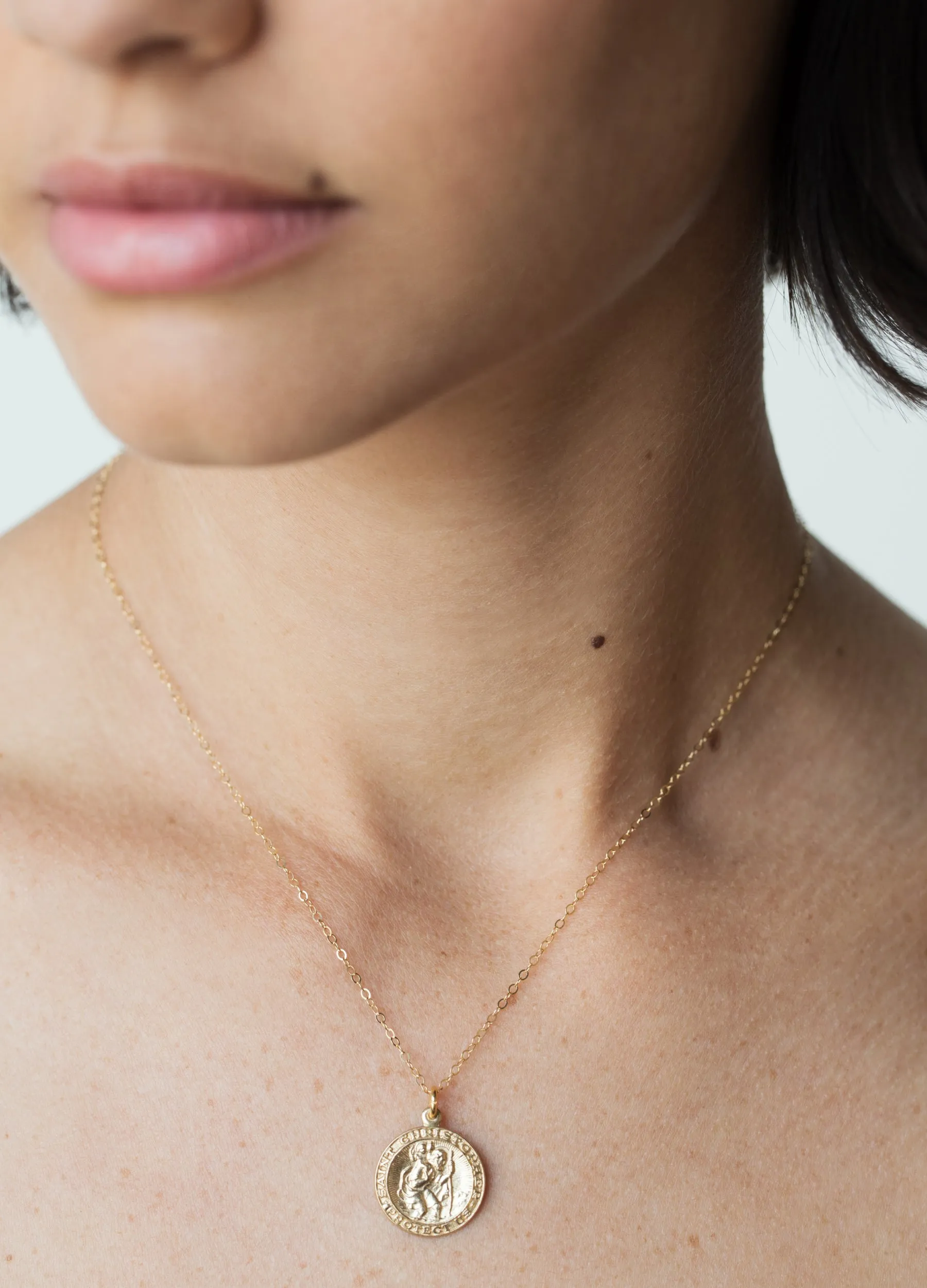 St Christopher 18k Gold Charm Necklace sold by Folklore Shop product image thumbnail 2