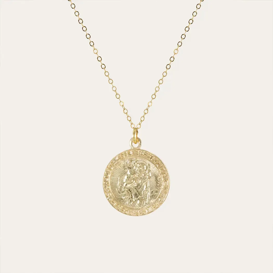 St Christopher 18k Gold Charm Necklace sold by Folklore Shop product image thumbnail 3