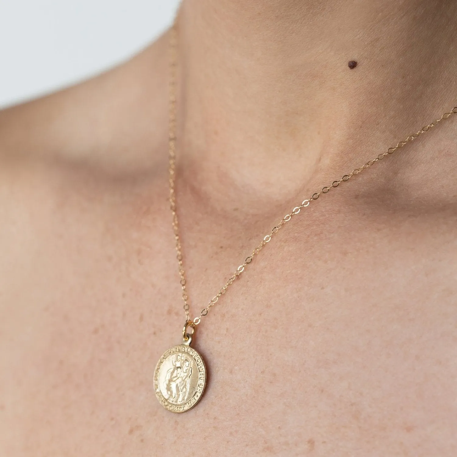 St Christopher 18k Gold Charm Necklace sold by Folklore Shop