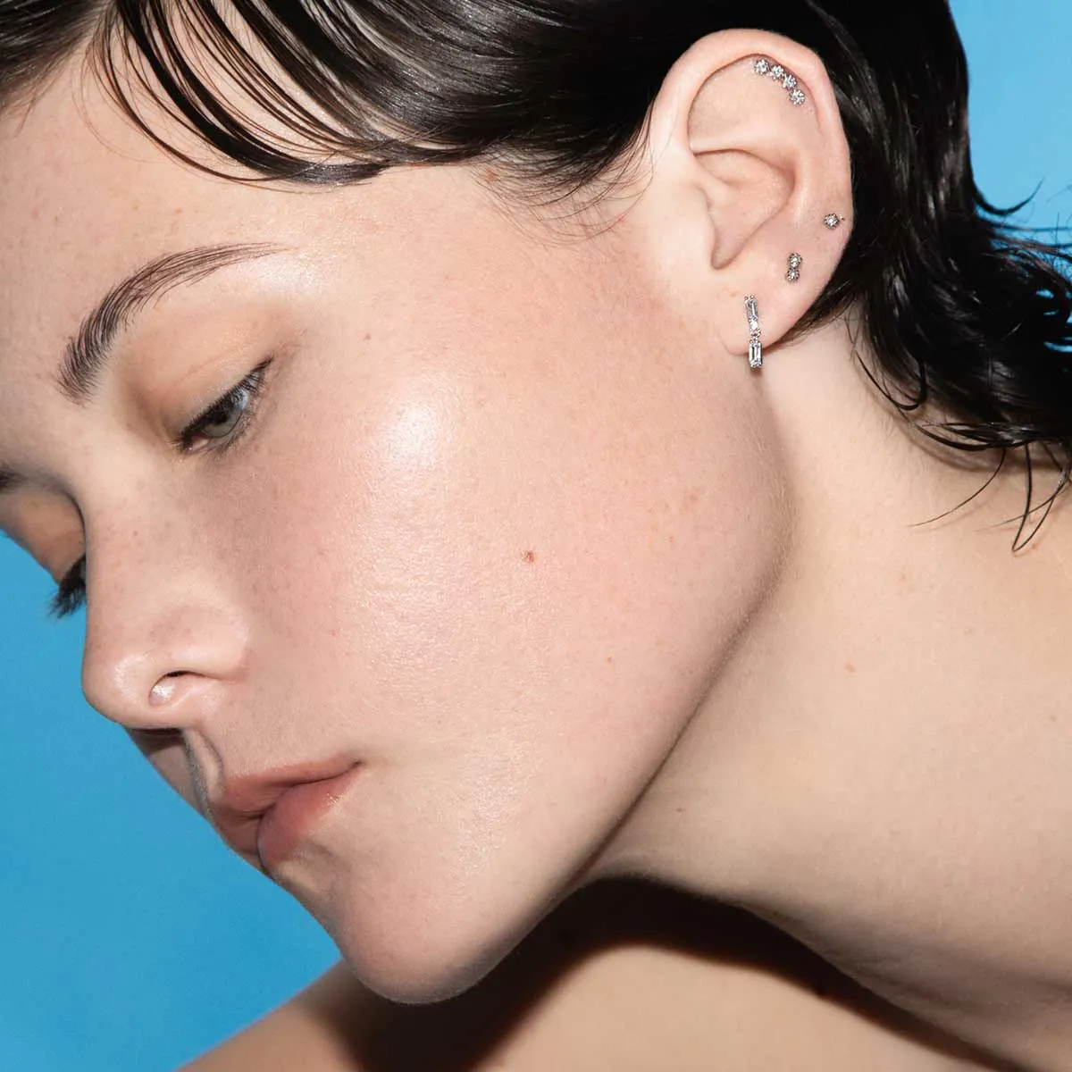 Double Pave Gold Baguette Stud Layering Earring sold by Folklore Shop