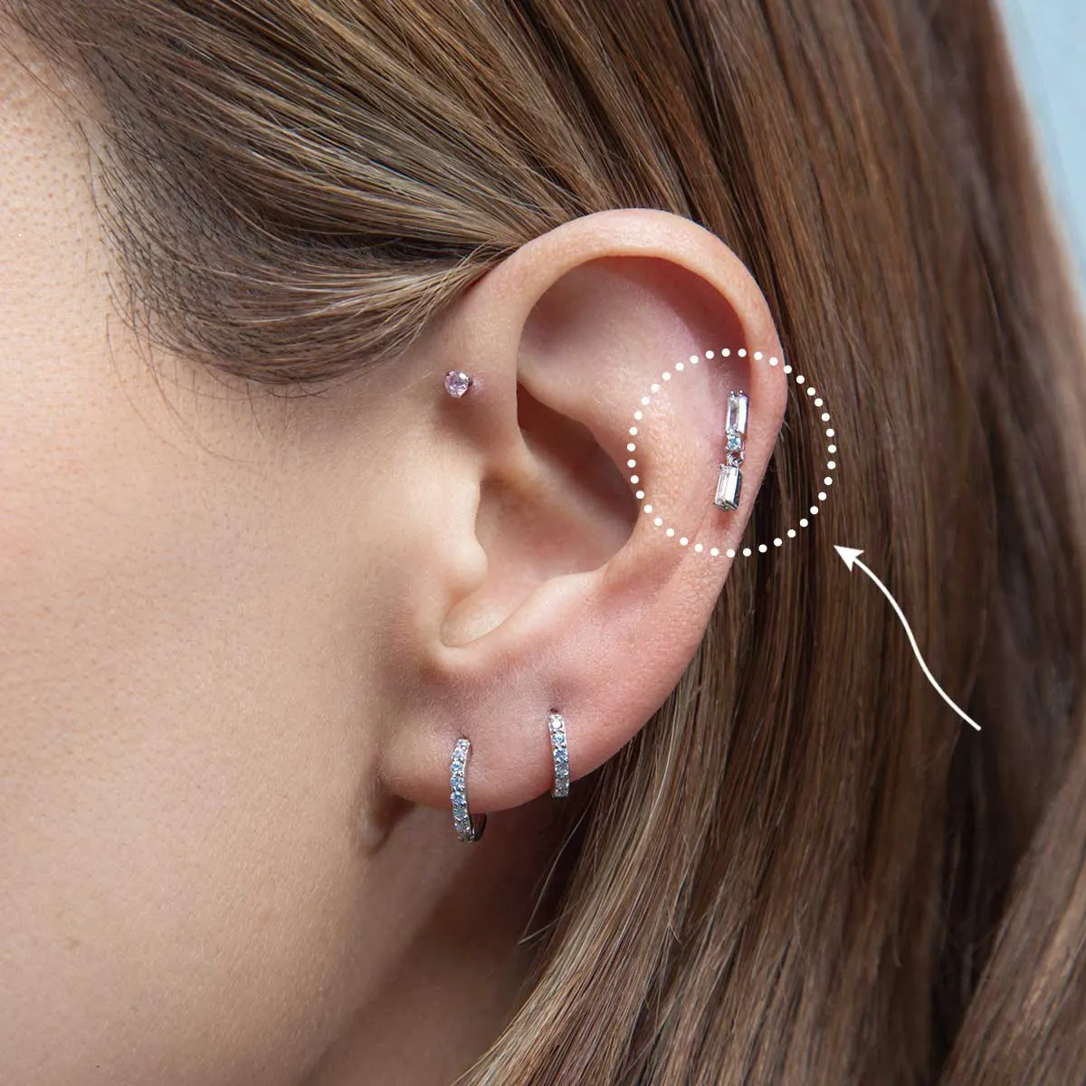 Double Pave Gold Baguette Stud Layering Earring sold by Folklore Shop product image thumbnail 5