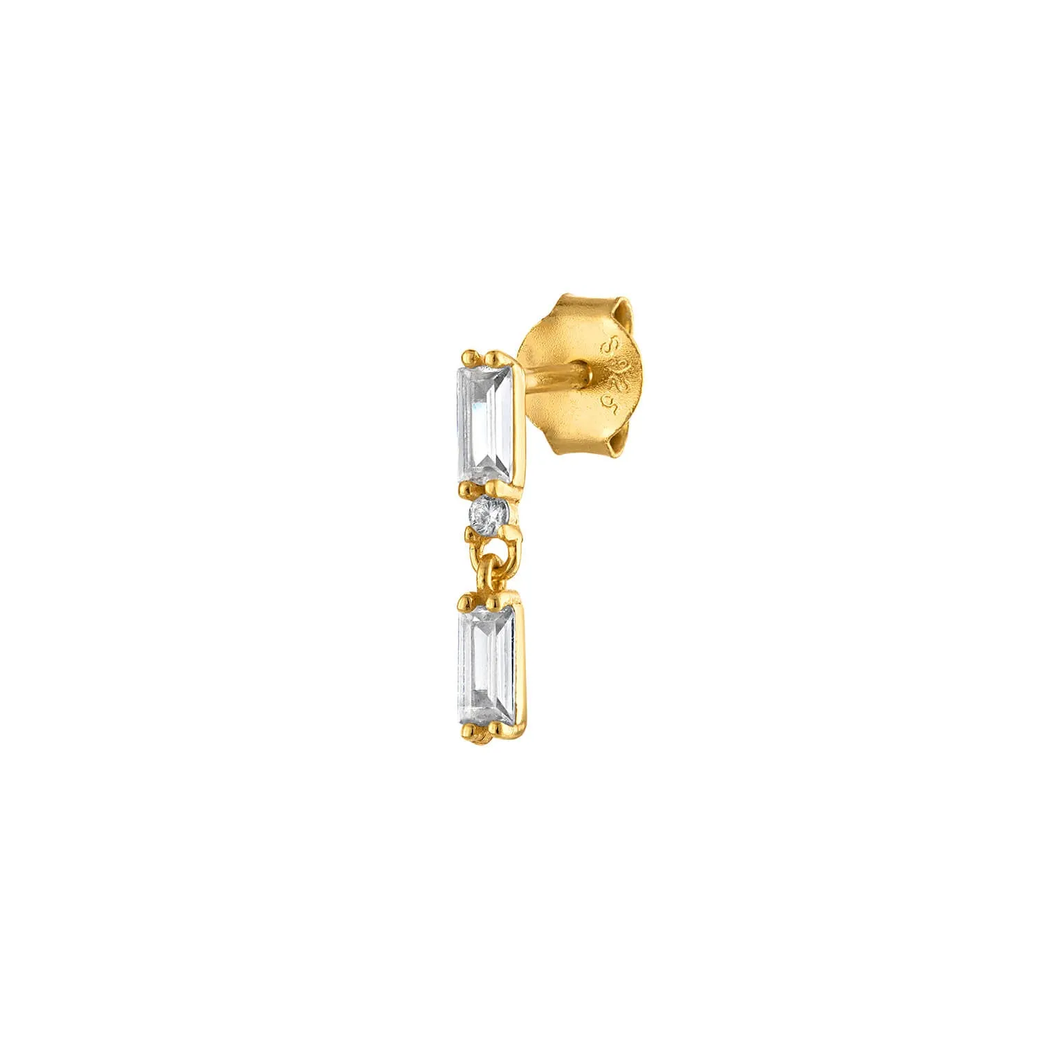Double Pave Gold Baguette Stud Layering Earring sold by Folklore Shop