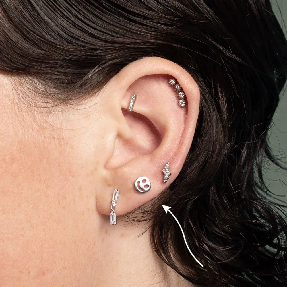 Flatback Happy Face Sterling Silver Earring Stud sold by Folklore Shop product image thumbnail 2