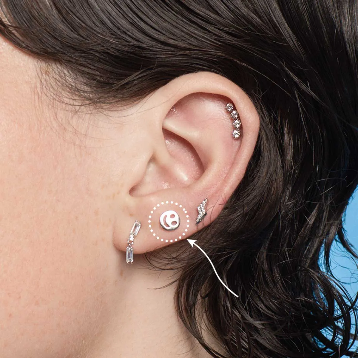 Happy Face Gold Flatback Earring Stud sold by Folklore Shop