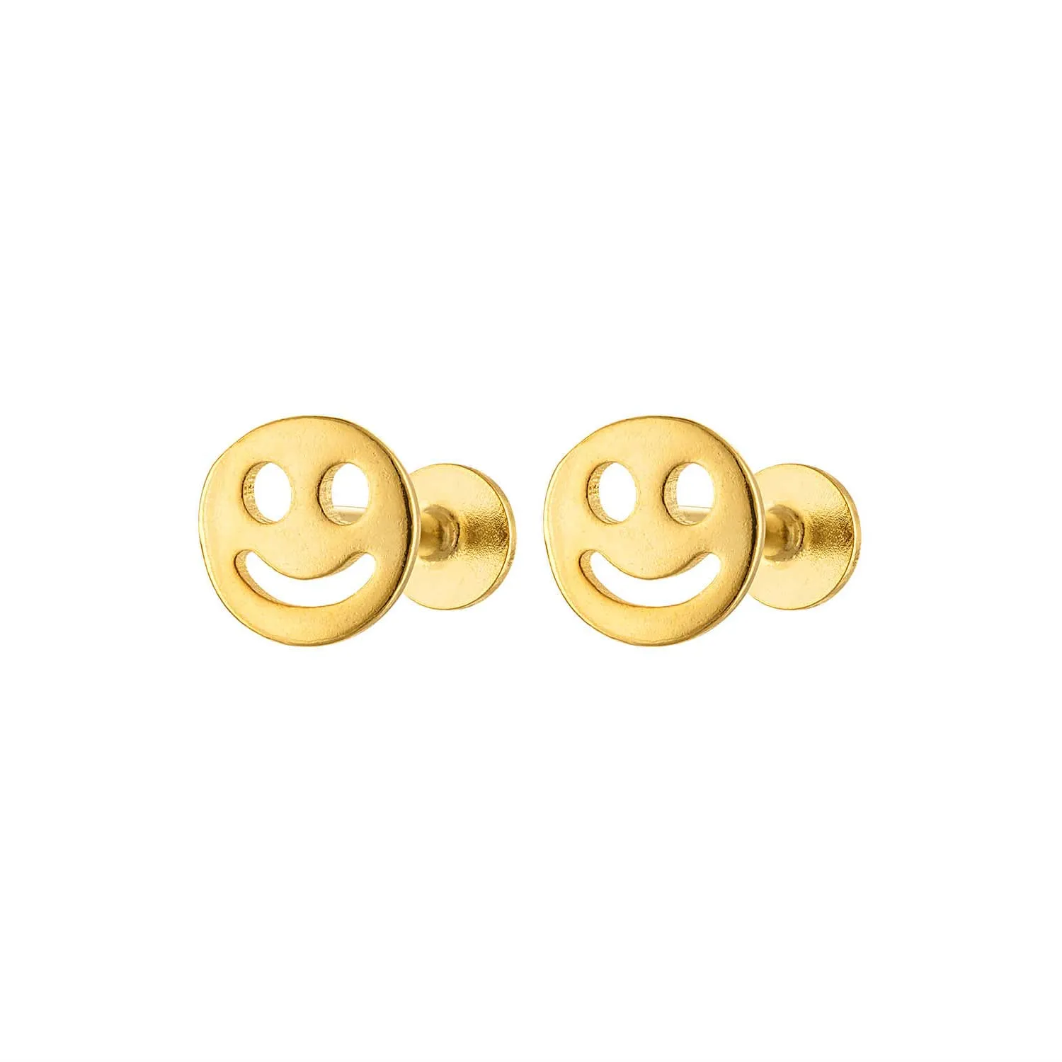 Happy Face Gold Flatback Earring Stud sold by Folklore Shop product image thumbnail 3