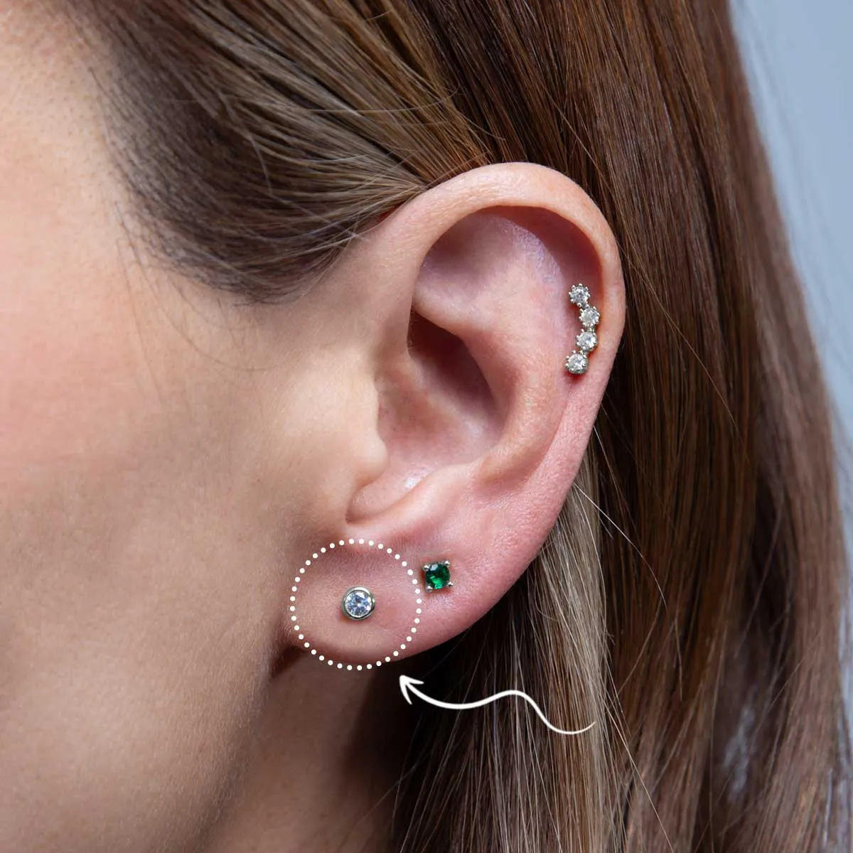 Single Round Pave Flatback Sterling Silver Earring Stud sold by Folklore Shop product image thumbnail 4