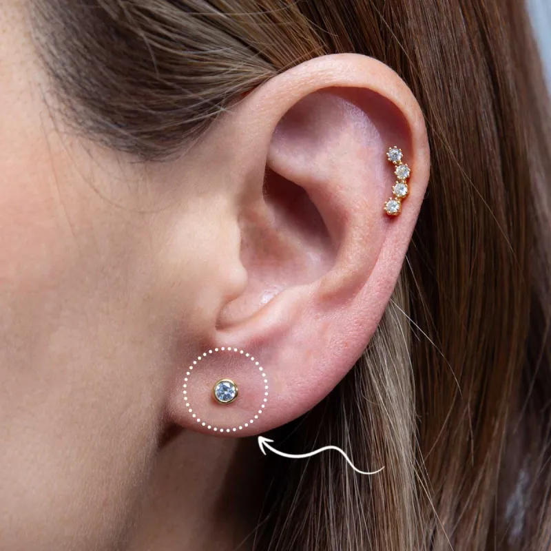 Single Round Pave Flatback Sterling Silver Earring Stud sold by Folklore Shop