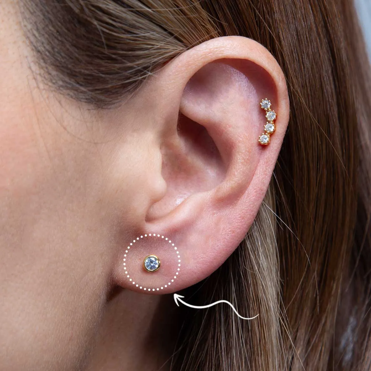 Single Round Pave Flatback Sterling Silver Earring Stud sold by Folklore Shop