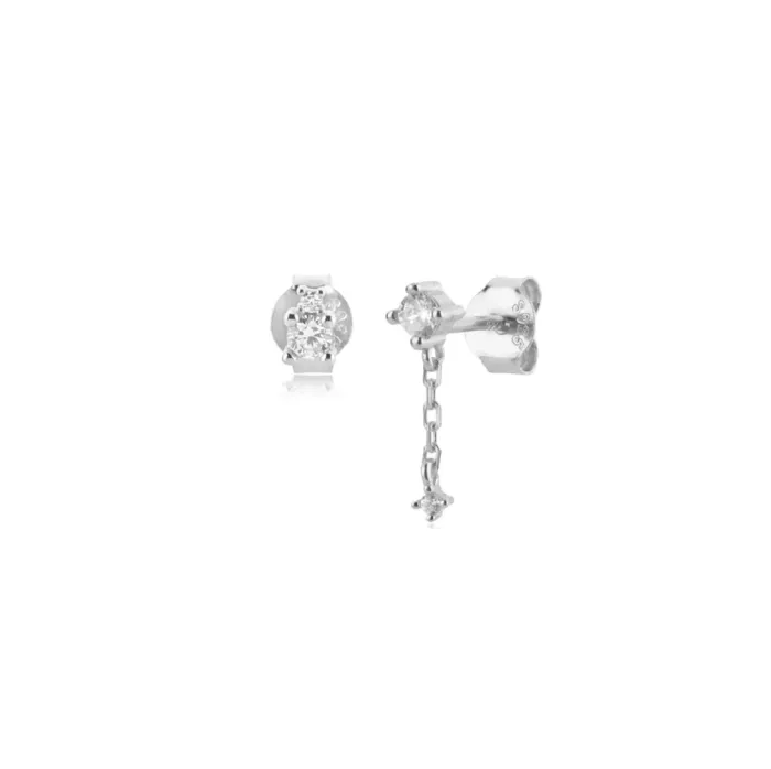 Gold Asymmetrical Earring Pave Set sold by Folklore Shop product image thumbnail 3