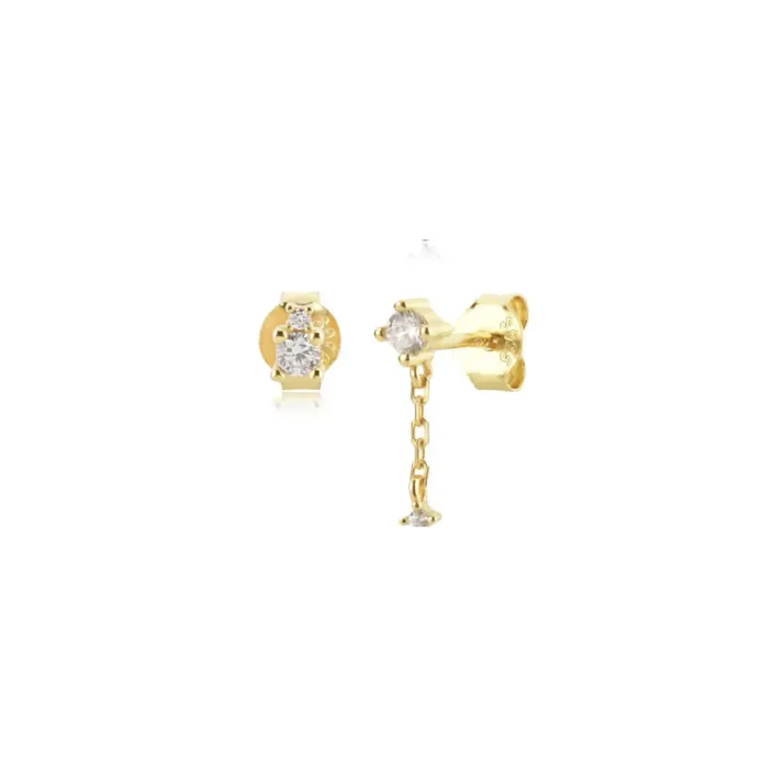 Gold Asymmetrical Earring Pave Set sold by Folklore Shop product image thumbnail 4