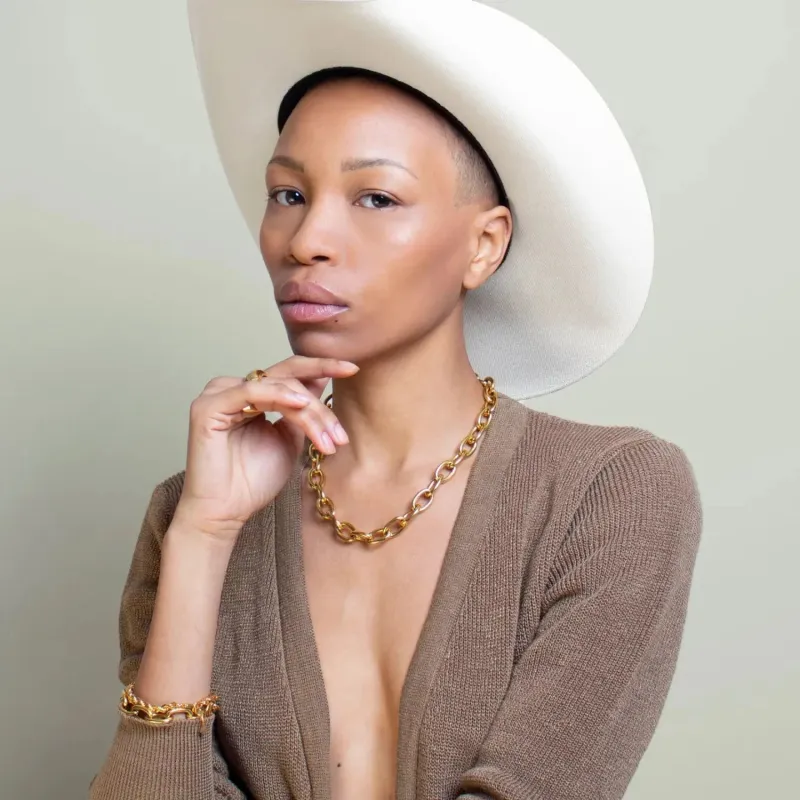 1993 Gold Link Chunky Bracelet Necklace Chain Set sold by Folklore Shop