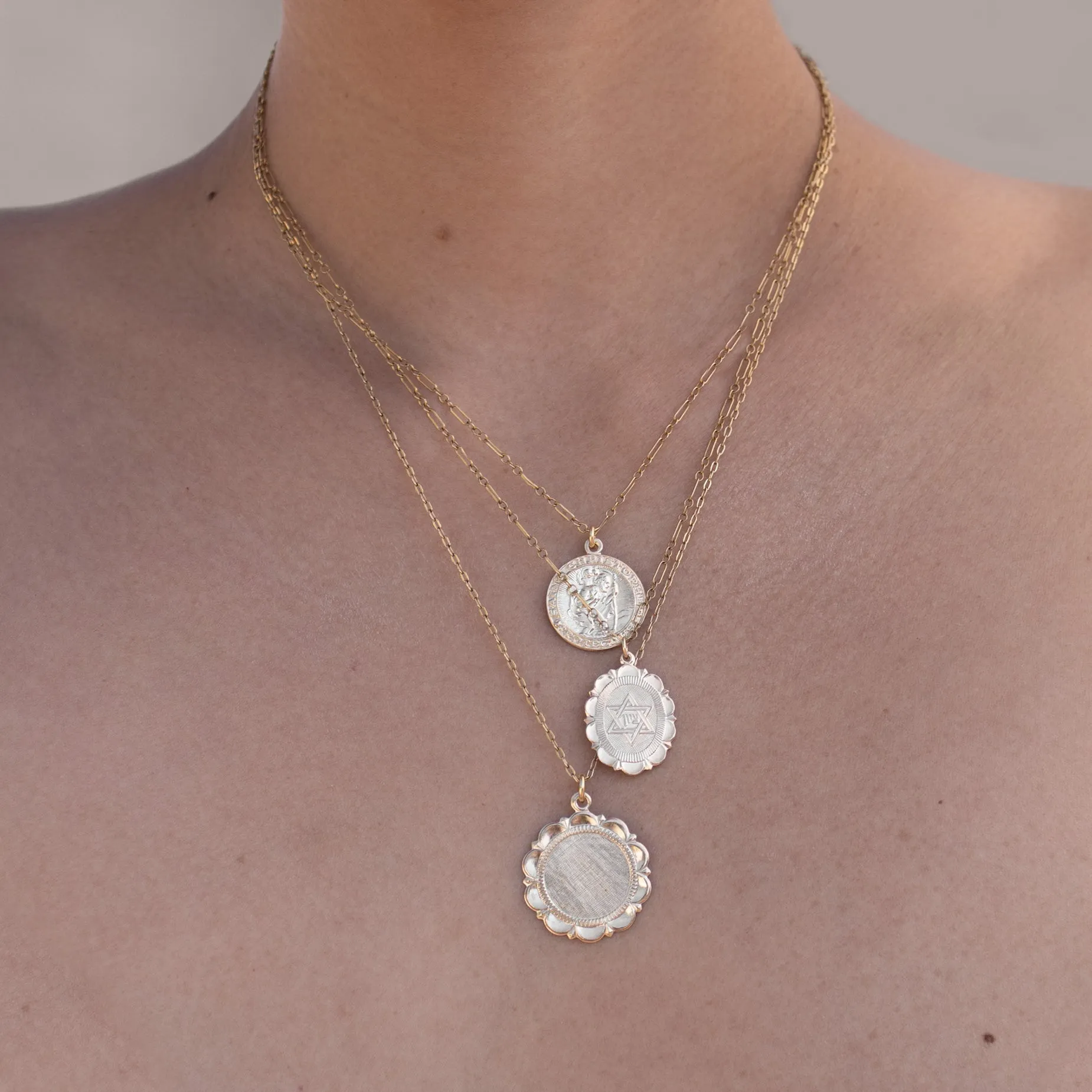 Star of David Jewish Gold Charm Necklace sold by Folklore Shop