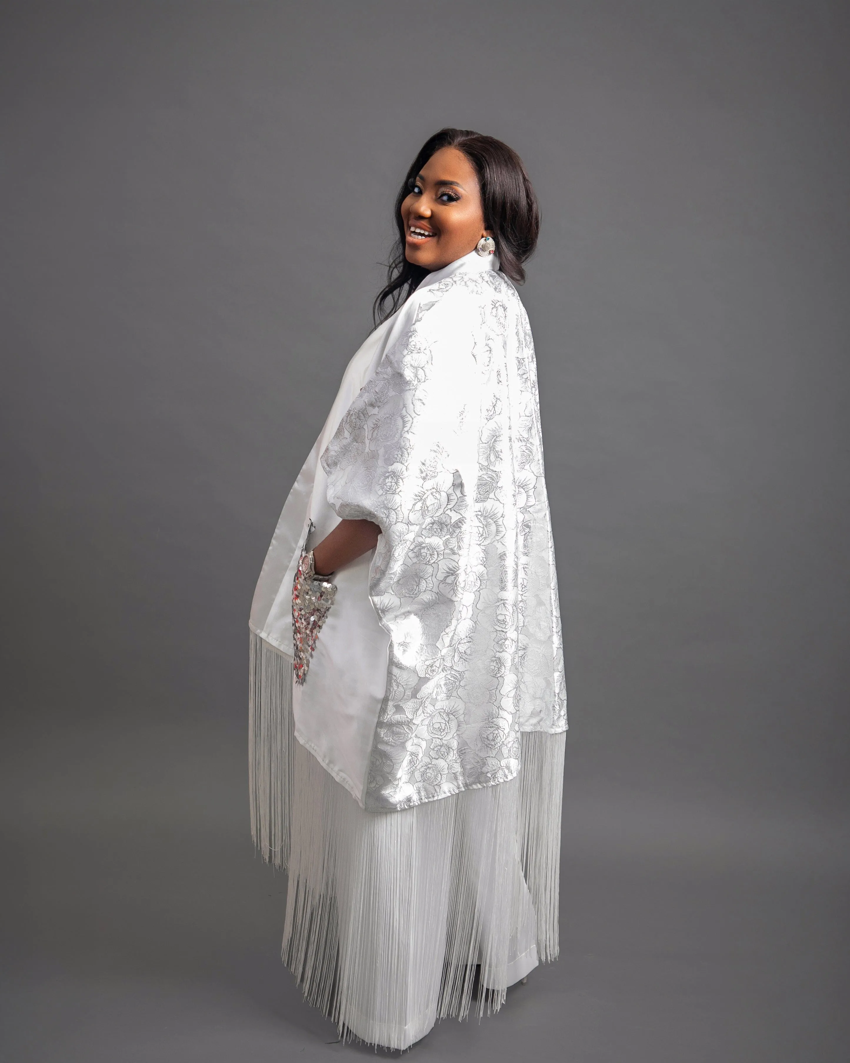 Swagger Fringe Kimono With Pant Set (White) sold by Folklore Shop product image thumbnail 5