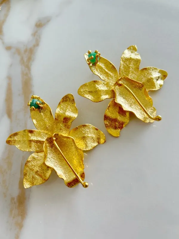 Emerald Orchid Earrings sold by Folklore Shop