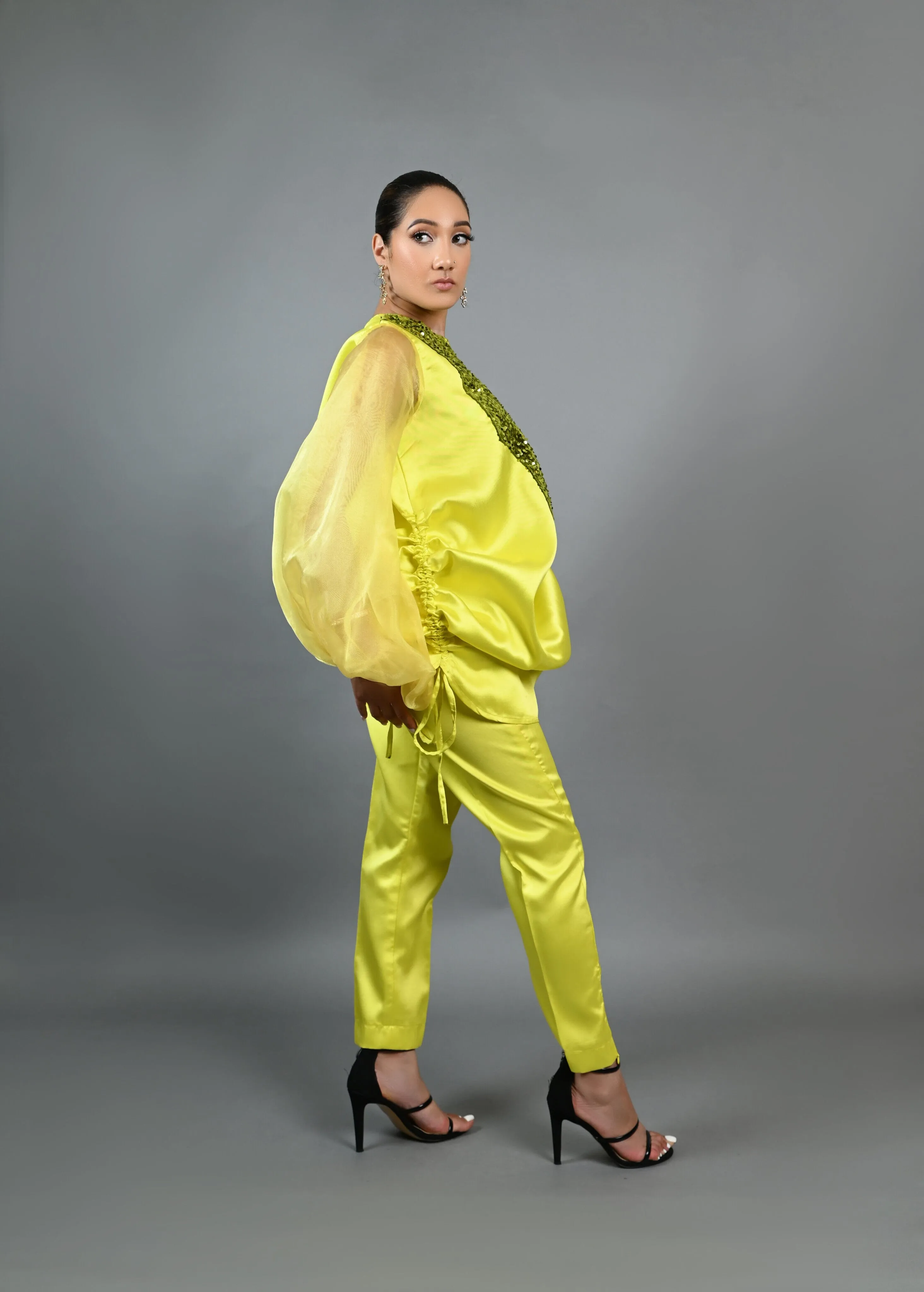 Boss Tunic Top and Pant set with sequin and bubble sleeves (Neon) sold by Folklore Shop product image thumbnail 3