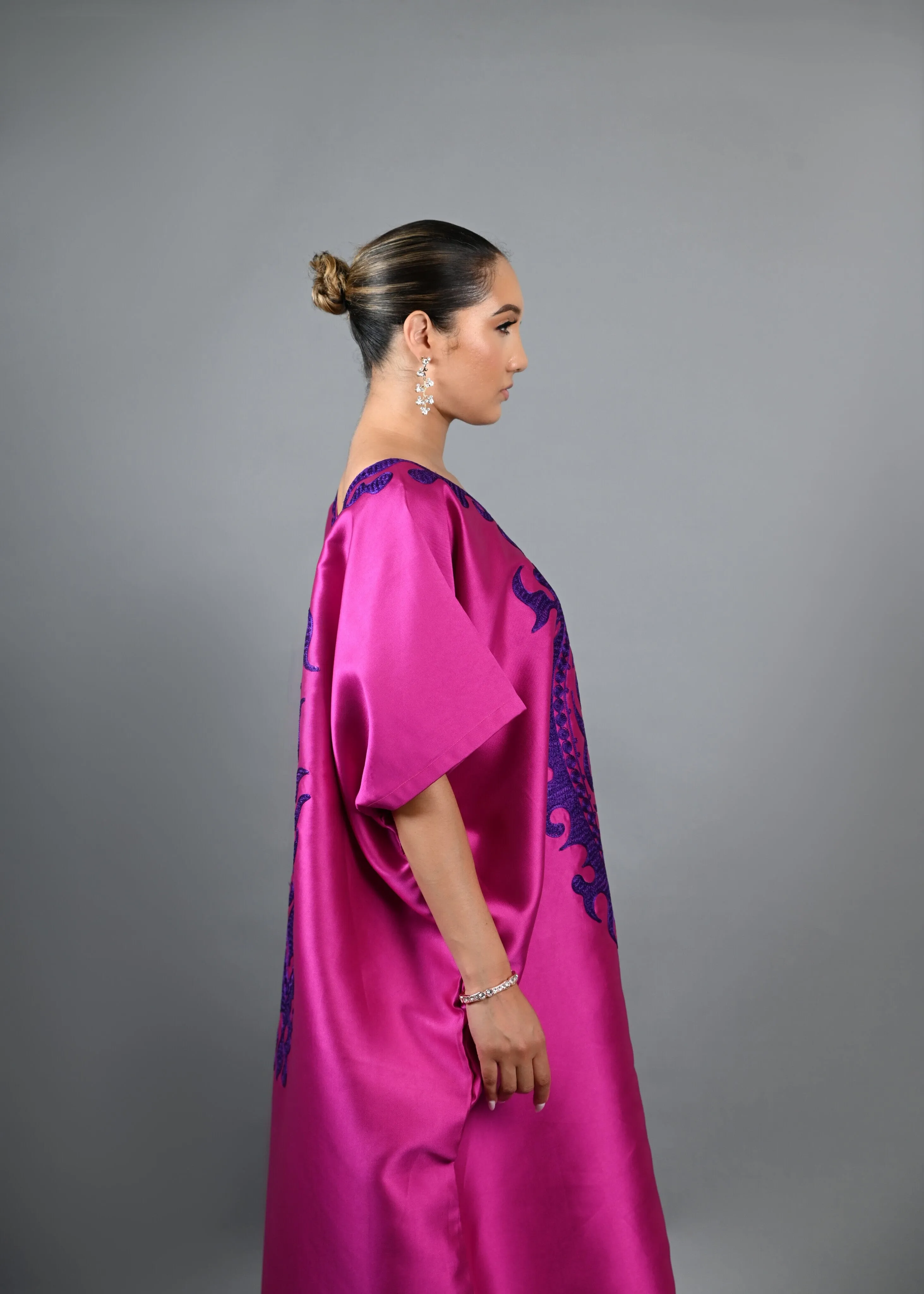 Soso Boubou (pink color with purple embroidery) -African maxi dress sold by Folklore Shop product image thumbnail 4