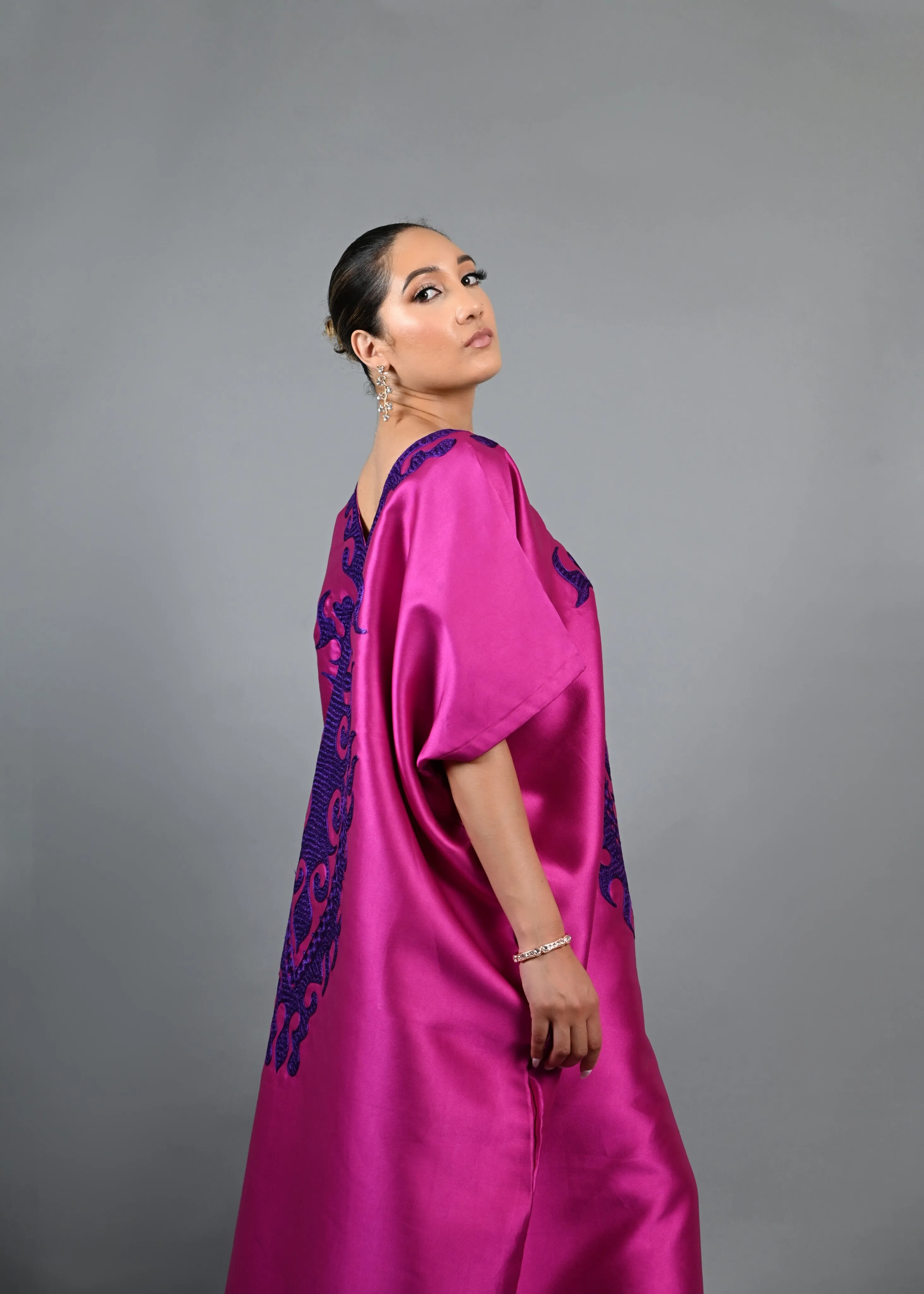 Soso Boubou (pink color with purple embroidery) -African maxi dress sold by Folklore Shop product image thumbnail 5