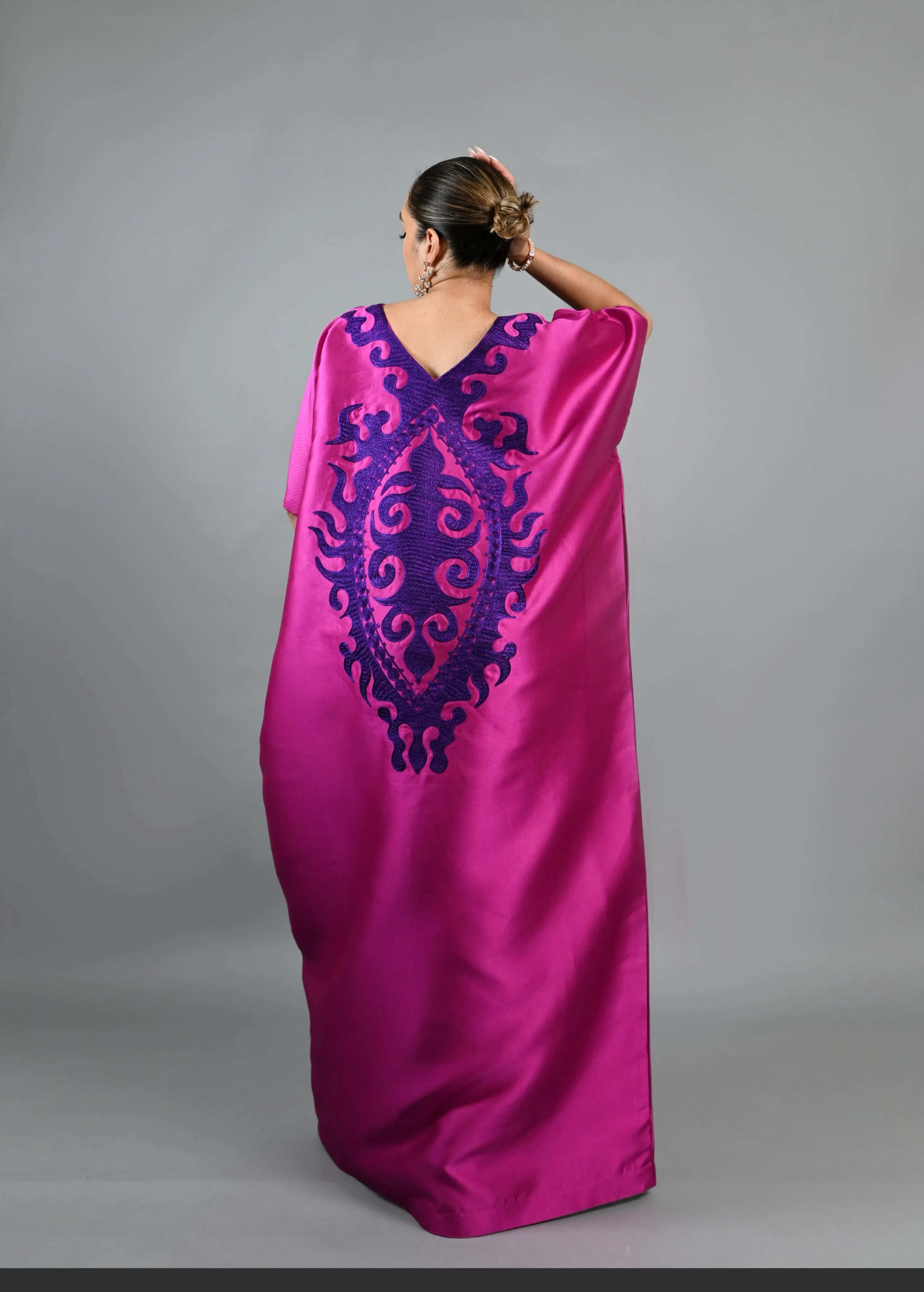 Soso Boubou (pink color with purple embroidery) -African maxi dress sold by Folklore Shop product image thumbnail 2