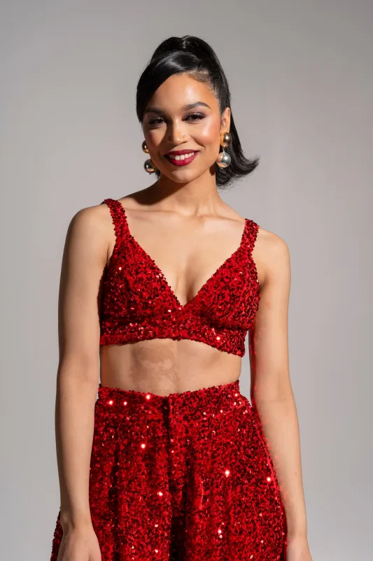 LIZA Sequin Bra Top in RUBY sold by Folklore Shop