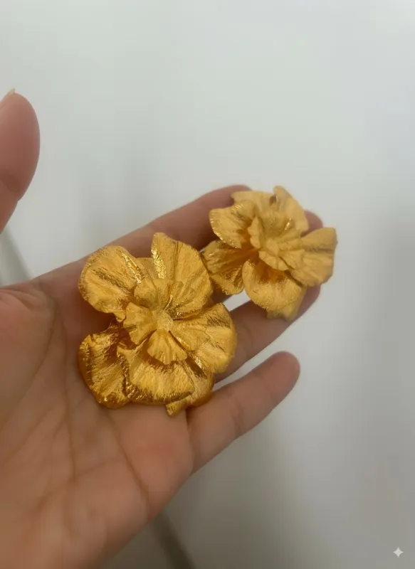 Golden Blossom Earrings,Ellen made by Folklore Shop